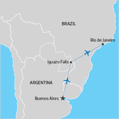 Map of Signature Buenos Aires to Rio Tour Map of Signature Buenos Aires to Rio Tour