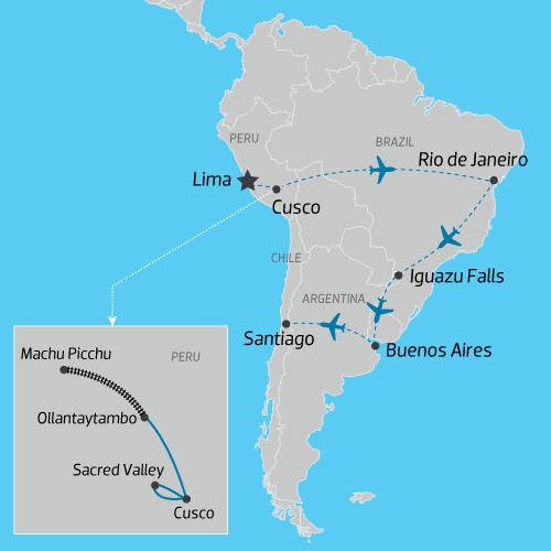 Map of Signature South America - Lima to Santiago Map of Signature South America - Lima to Santiago