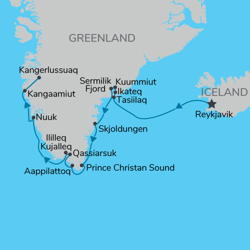 Map of Greenland Explorer Cruise Map of Greenland Explorer Cruise