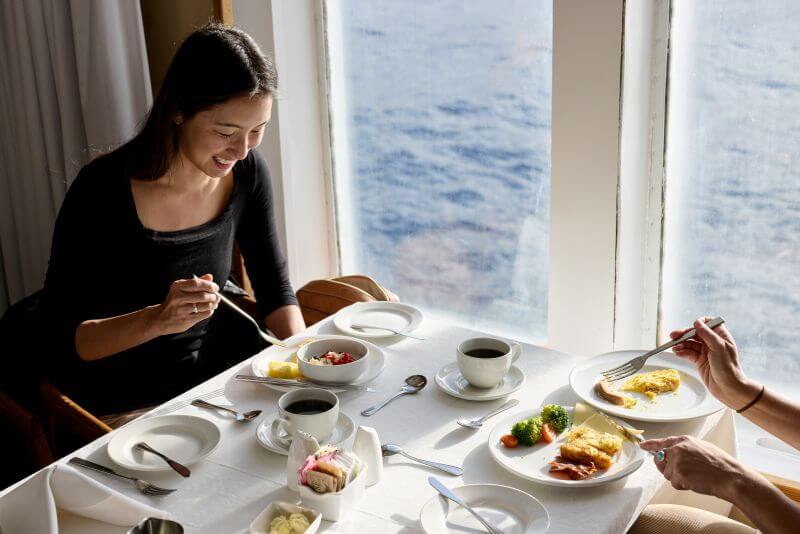 Passenger in Antarctica cruise ship dining room