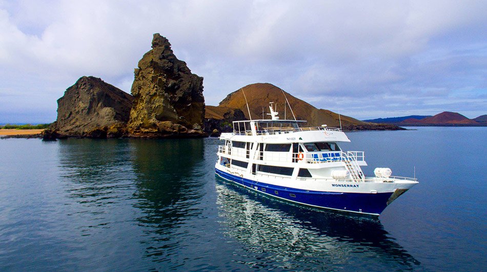 Monserrat Galapagos Cruise Ship infront of Pinacle Rock 
