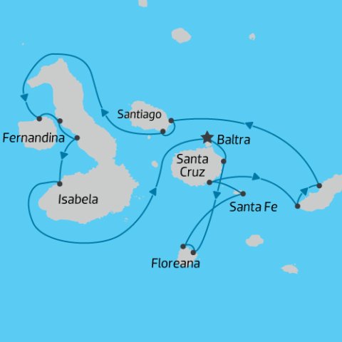 Map of Galapagos Cruise - 8 Day - Calipso
