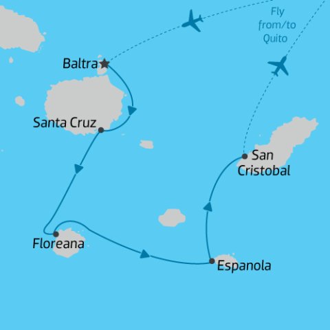 Galapagos at a Glance on Grand Daphne, Map 