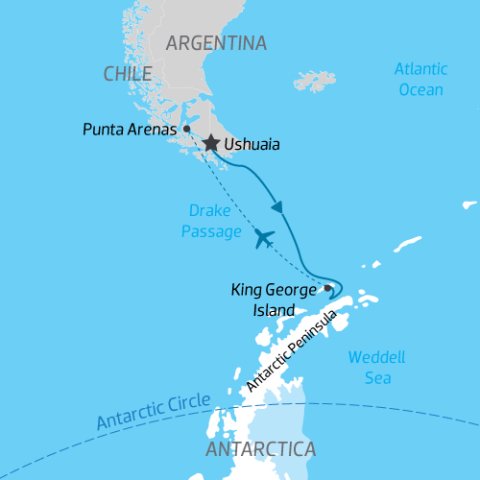 Map of Antarctica Express Air Cruise on Magellan Explorer