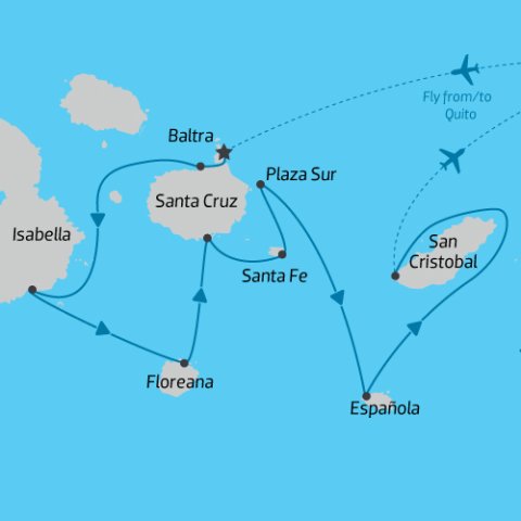 Classic Galapagos: Southern Islands Grand Queen Beatriz Map