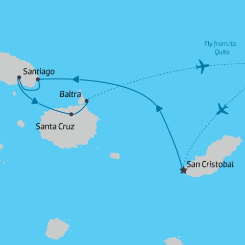 Galapagos Encounter: Centra Islands, Queen Beatriz Itinerary Map