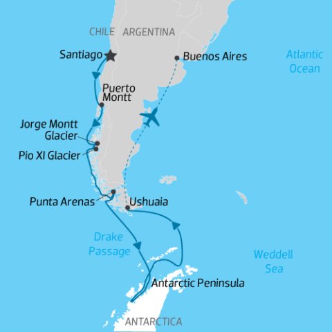 Cruise Itinerary through Chilean Fjords & Antarctica