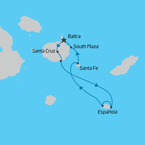 Map of Central and South Islands Cruise itinerary 