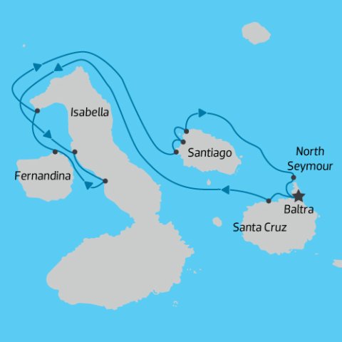 Map of North West Galapagos Islands Cruise - Hermes 