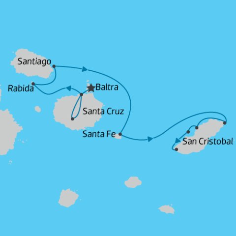 Central & Eastern Galapagos Islands cruise Monserrat, Map