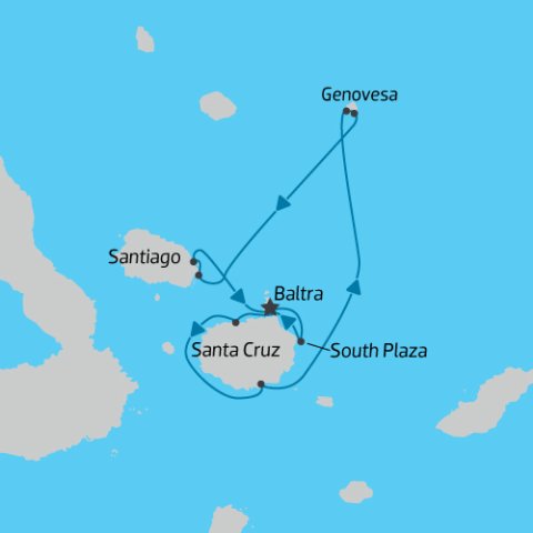 Map of Northern Route 5D Galapagos Islands Cruise: Bonita 
