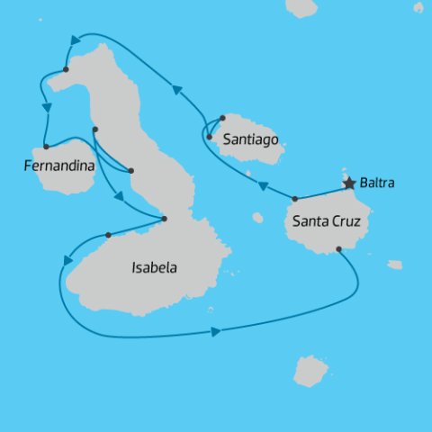 Map of Bonita 7 Day Galapagos Islands Western Route Itinerary