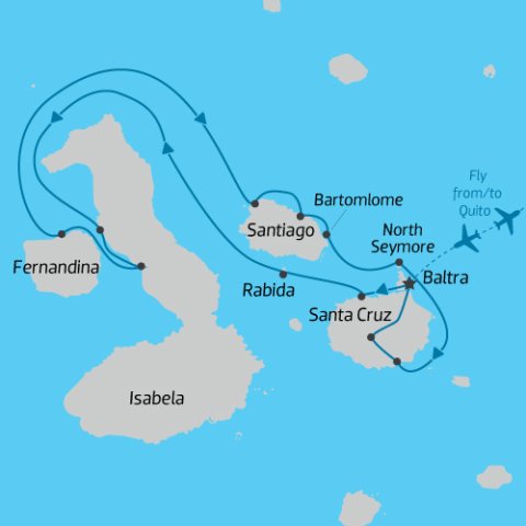 Ultimate Galapagos: Central Islands Itinerary Map 