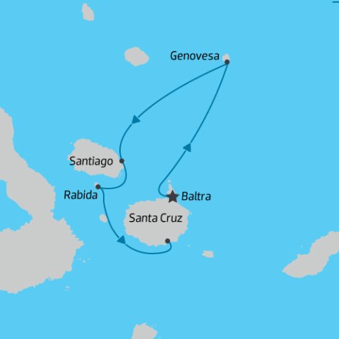 Galapagos 4 Day Cruise Infinity itineary map