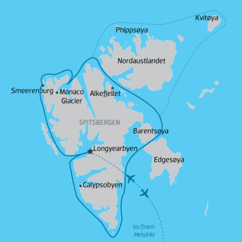 Cruise Itinerary Map of Svalbard
