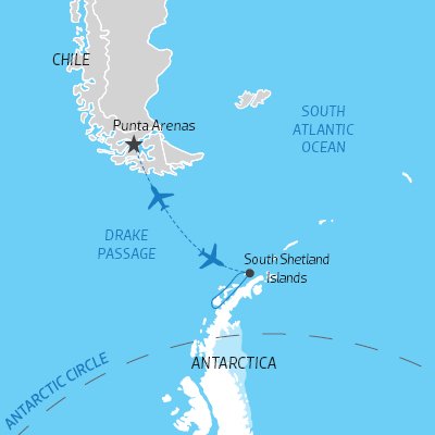 Map of Classic Antarctica Air Cruise on Magellan Discoverer