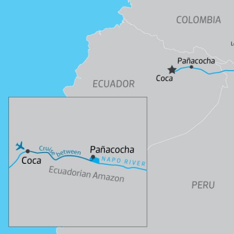Map of Ecuador Amazon Cruise 4 Days on the Anakonda