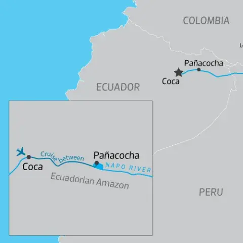 Map of Ecuador Amazon Cruise 4 Days on the Anakonda