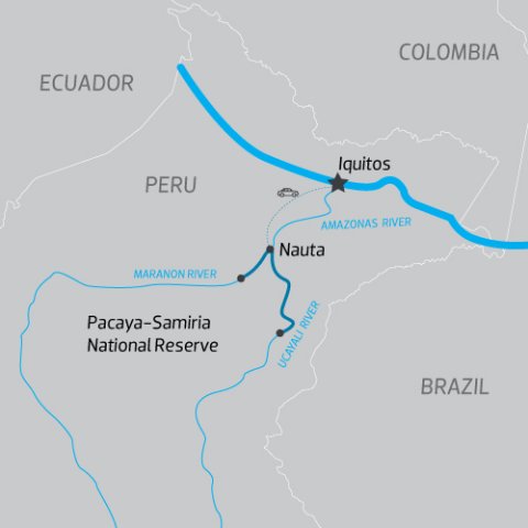 Map of Peru Amazon Cruise 4 Nights on the M/V Zafiro