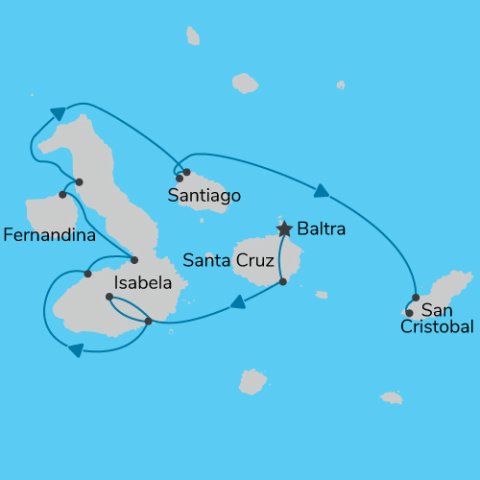 Map for Western Islands 6 day cruise