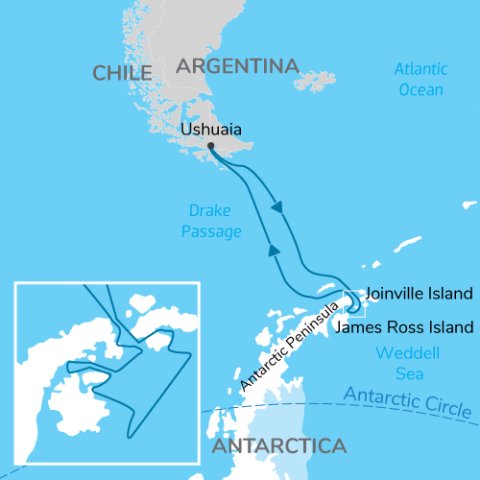 Antarctic Peninsula Exploration of the Weddell Sea map