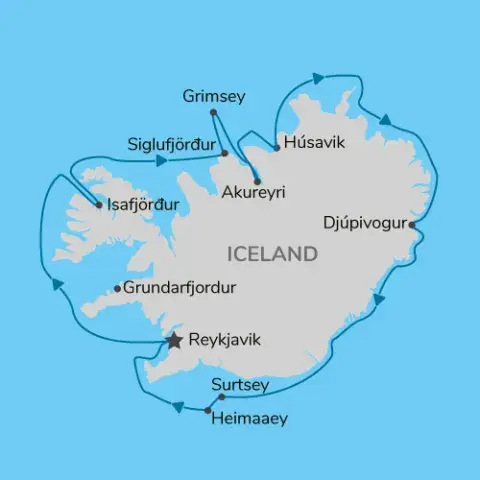 Map of Highlights of Iceland