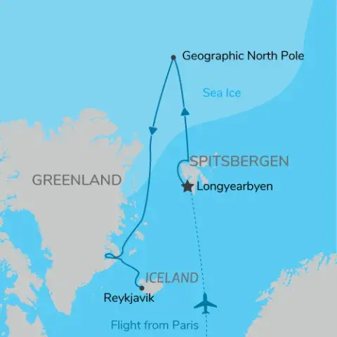 Map of the Geographical North Pole Cruise