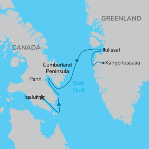 Arctic cruise itinerary from Baffin Island to Greenland