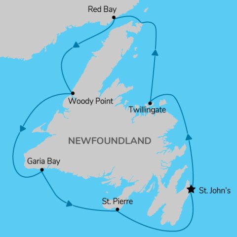 map for newfoundland circumnavigation