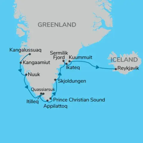 Greenland to Iceland Map