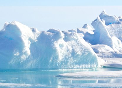 Snowy Frozen Landscape of the Geographic North Pole in the Arctic