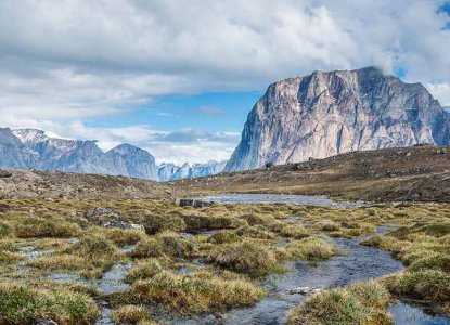 Baffin Island Tundra panoramic view with mountain